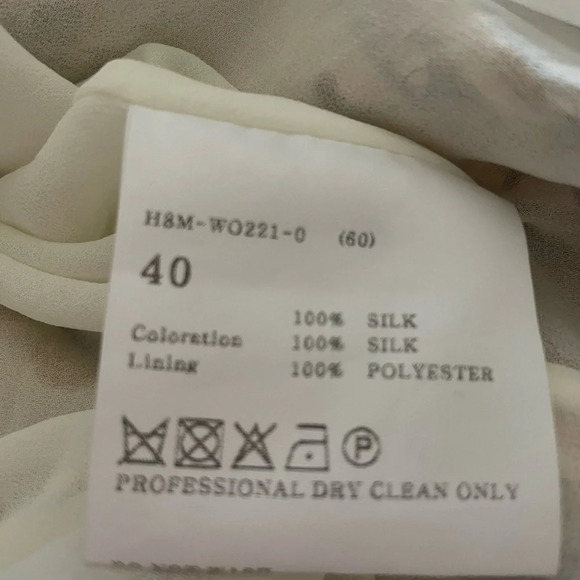 Hanii Y 100% Silk Mini Dress Abstract Floral Short Puff Sleeve Size 40 - Picture 14 of 15